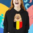 Belgium Flag Pomeranian Dog In Pocket Women Hoodie Gifts for Her
