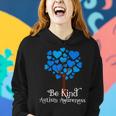 Blue Is For April Blue Hearts Tree Be Kind Autism Awareness Women Hoodie Gifts for Her