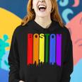 Boston Massachusetts Lgbtq Gay Pride Rainbow Skyline Women Hoodie Gifts for Her