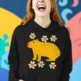 Capybara Flower Lovers Funny Animal Pet Cute Cartoon Comic Women Hoodie Gifts for Her