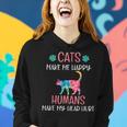Cats Make Me Happy Cat Mom Kitten Lover Rainbow Women Hoodie Gifts for Her