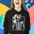 Coffee Drinking Skeleton Diy Halloween Messy Bun Girl Women Hoodie Gifts for Her