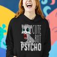 Cute But Psycho Kitty Cat Humor Wife Mom Horror Goth Women Hoodie Gifts for Her