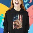 Distressed Goldendoodle American Flag Patriotic Dog Women Hoodie Gifts for Her