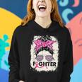 Fighter Messy Bun Pink Warrior Breast Cancer Awareness Women Hoodie Gifts for Her