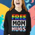 Free Mom Hugs Groovy Rainbow Heart Lgbt Flag Pride Month Women Hoodie Gifts for Her