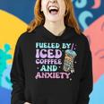 Fueled By Iced Coffee And Anxiety Retro Coffee Lover Women Hoodie Gifts for Her