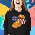 Funny Hot Dog Glasses 4Th Of July Usa Patriotic Hot Dog Flag Women Hoodie Gifts for Her