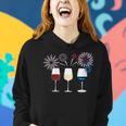 Funny Wine Glass Red White And Blue Firework Wine Funny Gifts Women Hoodie Gifts for Her