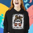 Game Day Leopard Messy Bun Mom Football Lover Bleached Women Hoodie Gifts for Her