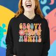 Groovy Auntie Retro Aunt Colorful Peace Sign Smile Face Women Hoodie Gifts for Her