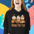 Happy Fall Y'all Latte Coffee Leopard Pumpkin Autumn Women Hoodie Gifts for Her