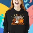 Happy Fall Y'all Pumpkin Butterfly Autumn Thanksgiving Retro Women Hoodie Gifts for Her