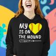 My Heart Is On The Mound Softball Bat Proud Mom Dad Women Hoodie Gifts for Her