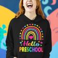 Hello Preschool Teacher Leopard Rainbow Back To School Women Hoodie Gifts for Her