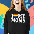 I Love My Moms Rainbow Heart Gay Pride Lgbt Flag Pride Women Hoodie Gifts for Her