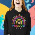 Leopard Rainbow Peace Out Pre K Last Day Of School Women Hoodie Gifts for Her