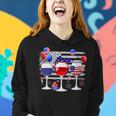 Red White Blue Three Wine Glasses American Flag 4Th Of July Women Hoodie Gifts for Her