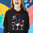 Red White Blue Wine Glass Usa Flag Happy 4Th Of July Women Hoodie Gifts for Her