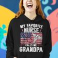 Retro My Favorite Nurse Calls Me Grandpa Usa Flag Father Day Women Hoodie Gifts for Her