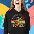 Retro Worlds Okayest Bowler Funny Men Women Mom Kids Bowling Women Hoodie Gifts for Her