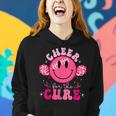Smile Face Cheer For A Cure Cheerleading Breast Cancer Mom Women Hoodie Gifts for Her
