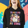 Teaching My Boos Ghost Halloween Groovy Retro Teacher's Day Women Hoodie Gifts for Her