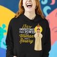 Never Underestimate A Woman With A Rosary Blessed Mary Women Hoodie Gifts for Her