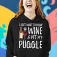 Wine And Puggle Dog Mom Or Dog Dad Idea Women Hoodie Gifts for Her