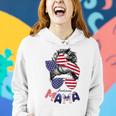 4Th Of July American Mama Messy Bun Mom Life Patriotic Mom Gifts For Mom Funny Gifts Women Hoodie Gifts for Her