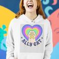 Ally Cat Lgbt Gay Pride Month 2023 Lgbtq Rainbow Heart Paw Women Hoodie Gifts for Her