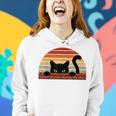 Black Cat Retro For Cat Lovers Cat Mother Cat Mom Cat Dad Women Hoodie Gifts for Her
