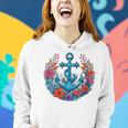 Colorful Flowers Designs Floral Nautical Sailing Boat Anchor Women Hoodie Gifts for Her