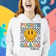 Fourth Grade Vibes Retro Smile Back To School 4Th Grade Team Women Hoodie Gifts for Her