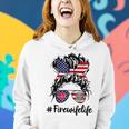 Happy July 4Th Firefighters Wife Life Messy Buns Flag Women Hoodie Gifts for Her