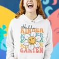 Hello Kindergarten Retro Daisy Colorful First Day Teacher Women Hoodie Gifts for Her