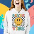 Seven Is A Vibe 7Th Birthday Smile Face Hippie Boy Girl Kid Women Hoodie Gifts for Her
