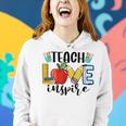 Teach Love Inspire Cute Teacher Teaching 1St Day Of School Women Hoodie Gifts for Her