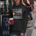 Wine And Puggle Dog Mom Or Dog Dad Idea Women Hoodie Funny Gifts