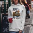 Jesus Is My Savior Fishing Is My Therapy Funny Christian Women Hoodie Unique Gifts