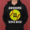 11Th Birthday Girl Softball Lover 11 Years Old Vintage Women Hoodie