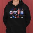 4Th Of July Wine Glasses Independence Day American Flag Women Hoodie