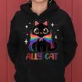 Ally Cat Lgbt Gay Rainbow Pride Flag Funny Cat Lover Women Hoodie