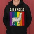 Allypaca Rainbow Alpaca Pun Gay Pride Ally Lgbt Joke Flag Women Hoodie