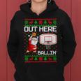 Out Here Ballin' Santa Basketball Ugly Christmas Sweaters Women Hoodie