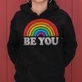 Be You Pride Lgbtq Gay Lgbt Ally Rainbow Flag Retro Galaxy Women Hoodie