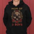 Bear Mom Of 3 Boys Mothers Day Floral Boys Mama Women Hoodie