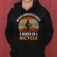 Bike Cyclist Never Underestimate A On A Bicycle Women Hoodie