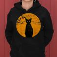 Black Cat Scary Cat Pumpkin Moon Halloween Women Hoodie