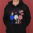 Cat 4Th Of July Costume Red White Blue Wine Glasses Funny Women Hoodie
